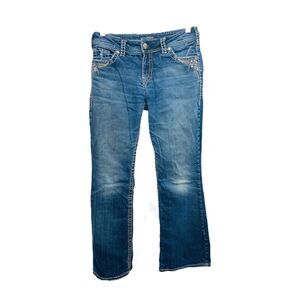Silver Suki Women’s Jean’s Blue Denim Bootcut Western Glove Works Size 29 X 30